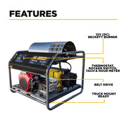 BEPowerEquipment 3,500 PSI 5.6GPM Hot Water Pressure Washer Honda GX690 Engine and General Triplex Pump - HW3524HG12V - CulinaryProfis