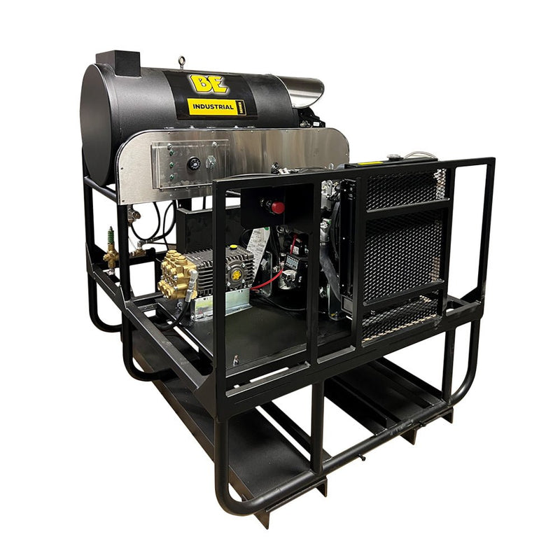 BEPowerEquipment 3,500 PSI 8 GPM Hot Water Diesel Pressure Washer Skid with General Triplex Pump - 5835DG - CulinaryProfis