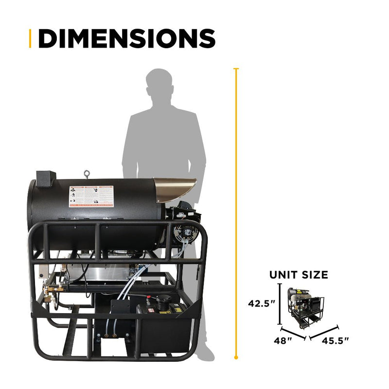 BEPowerEquipment 3,500 PSI 8 GPM Hot Water Diesel Pressure Washer Skid with General Triplex Pump - 5835DG - CulinaryProfis