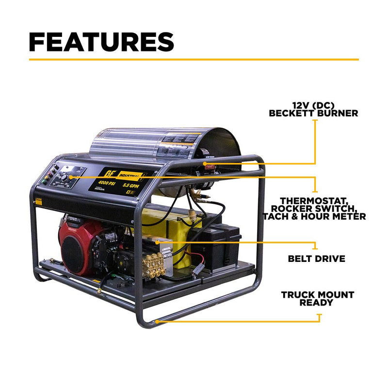 BEPowerEquipment 3,500 PSI - 8.5 GPM Hot Water Pressure Washer Honda GX690 Engine and AR Triplex Pump - HW3524HA12V - CulinaryProfis