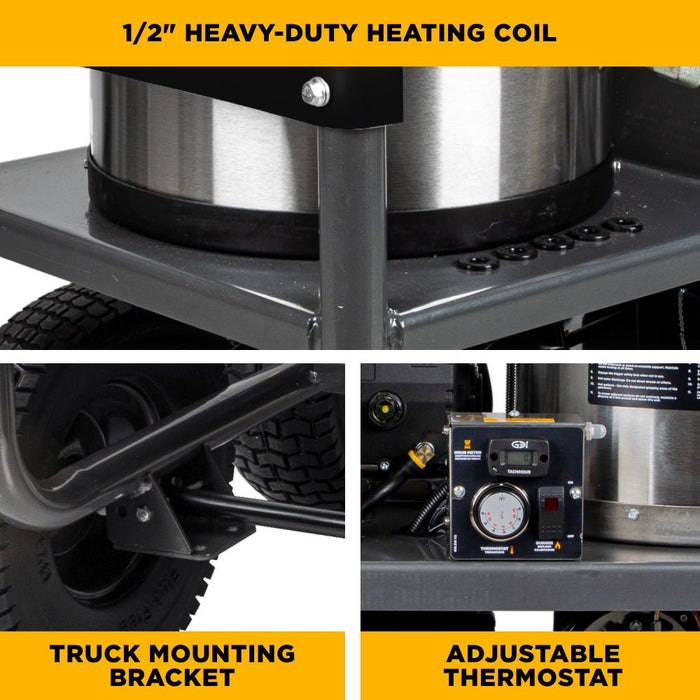 BEPowerEquipment 4,000 PSI - 4.0 GPM Hot Water Pressure Washer with Honda GX390 Engine and Belt Driven General Triplex Pump - HW4013HBG - CulinaryProfis