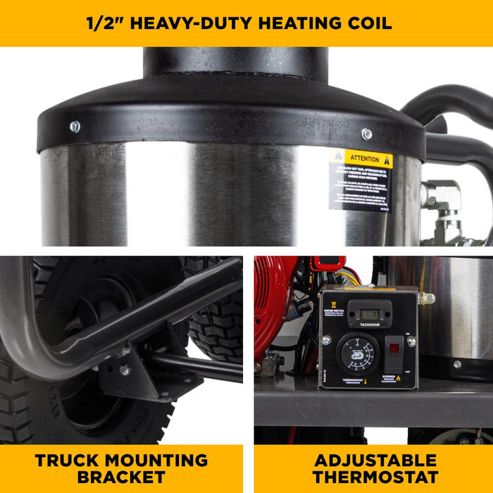 BEPowerEquipment 4,000 PSI - 4.0 GPM Hot Water Pressure Washer with Honda GX390 Engine and General Triplex Pump - HW4013HG - CulinaryProfis