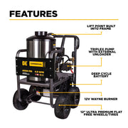 BEPowerEquipment 4,000 PSI - 4.0 GPM Hot Water Pressure Washer with Honda GX390 Engine and General Triplex Pump - HW4013HG - CulinaryProfis