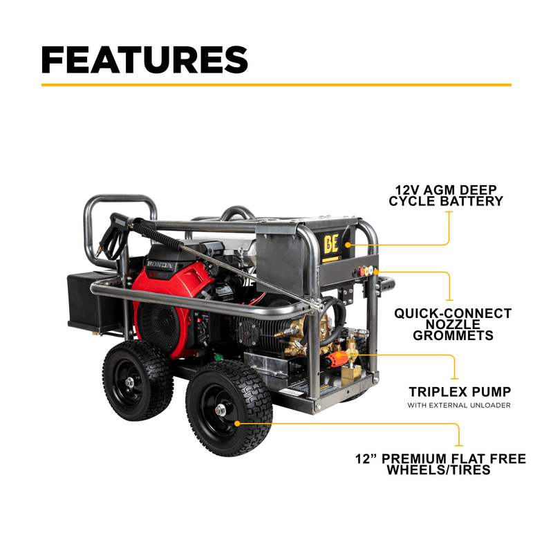 BEPowerEquipment 5,000 PSI 5.0 GPM Cold Water Gas Pressure Washer - PE - 5024HWEBCOM - CulinaryProfis