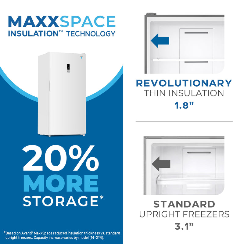 Avanti MaxxSpace Garage-Ready 17 cu. ft. Convertible Upright Freezer Avanti Products, LLC
