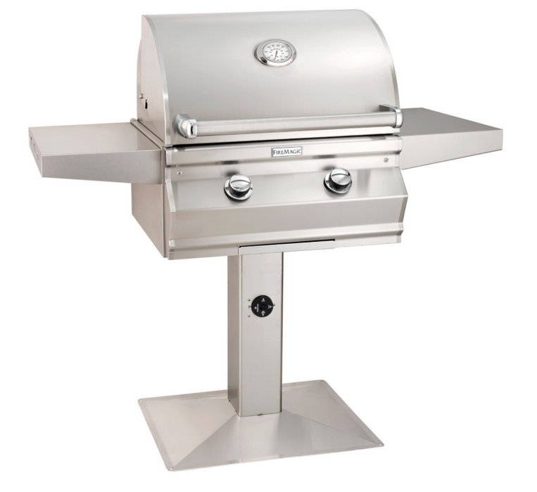 Fire Magic Choice C430s Patio Post Mount Grill with Analog Thermometer and 1-Hour Timer on Post
