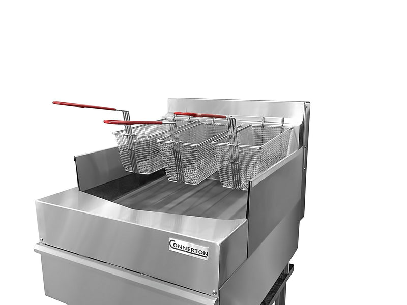 Connerton - CSF - 24 - Commercial Thermostatic SHALLOW FRYER with 2 or 3 Baskets, Total 60.000 BTUs best for Frying and Grilling - CulinaryProfis