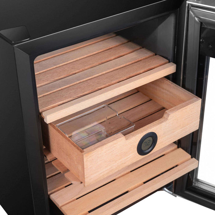Whynter - 1.2 cu. ft. Stainless Steel Digital Control and Display Cigar Humidor with Spanish Cedar Shelves | CHC-123DS