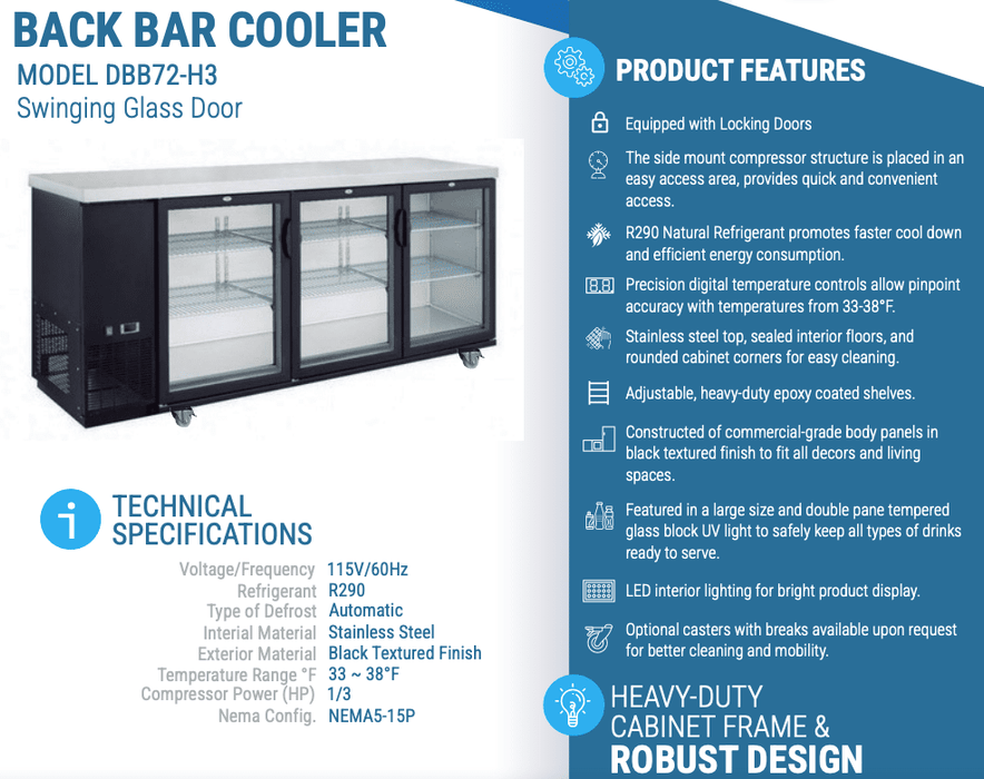 Dukers Back Bar Beverage Cooler - CulinaryProfis
