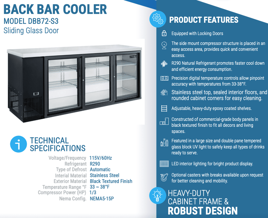 Dukers Back Bar Beverage Cooler - CulinaryProfis
