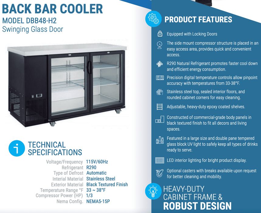 Dukers Back Bar Beverage Cooler - CulinaryProfis
