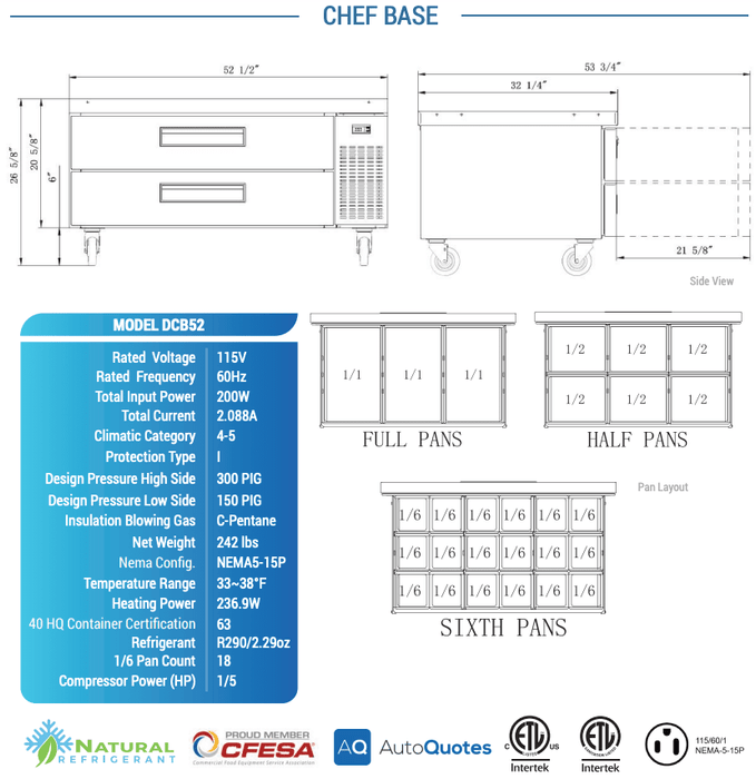 Dukers Chef Base Refrigerator - CulinaryProfis