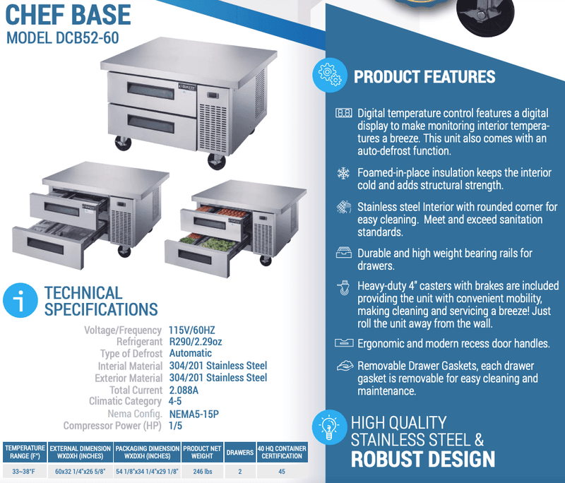 Dukers Chef Base Refrigerator - CulinaryProfis