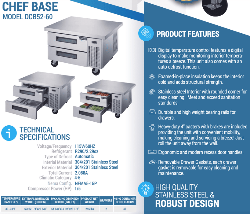 Dukers Chef Base Refrigerator - CulinaryProfis