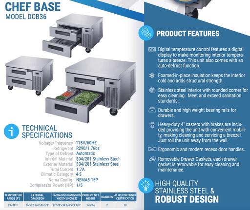Dukers Chef Base Refrigerator - CulinaryProfis