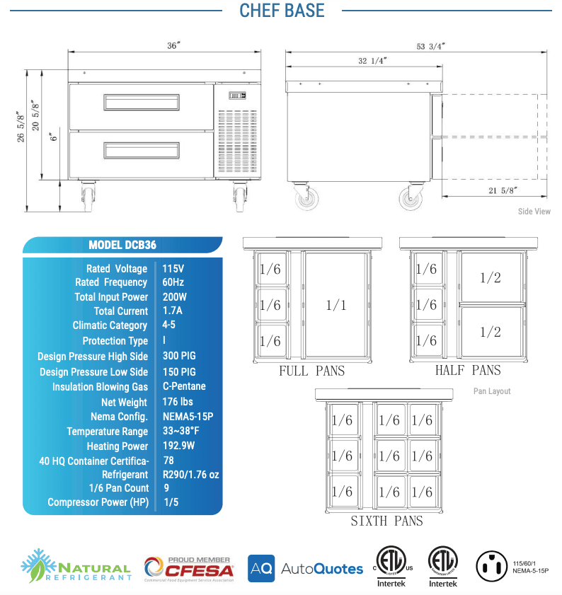 Dukers Chef Base Refrigerator - CulinaryProfis