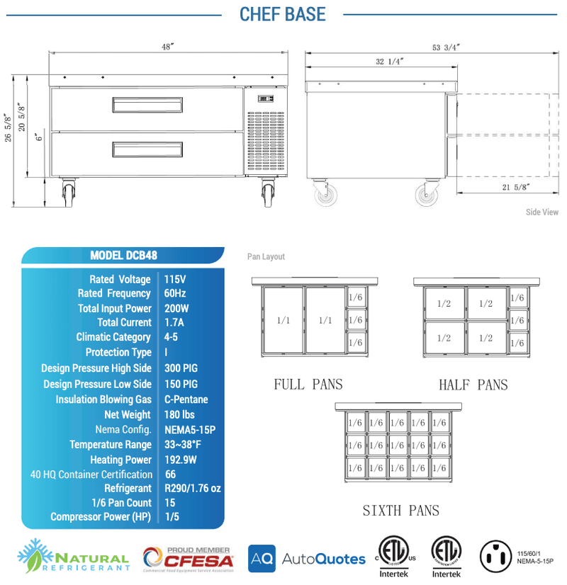 Dukers Chef Base Refrigerator - CulinaryProfis