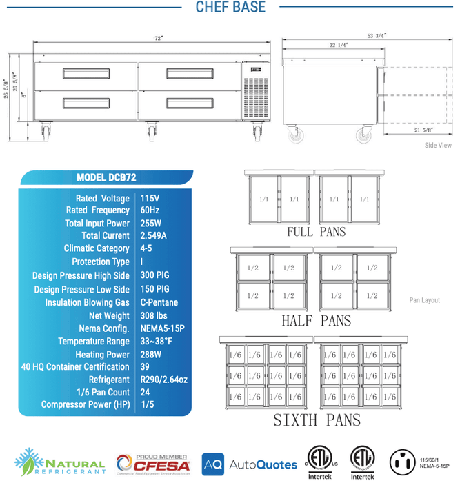 Dukers Chef Base Refrigerator - CulinaryProfis