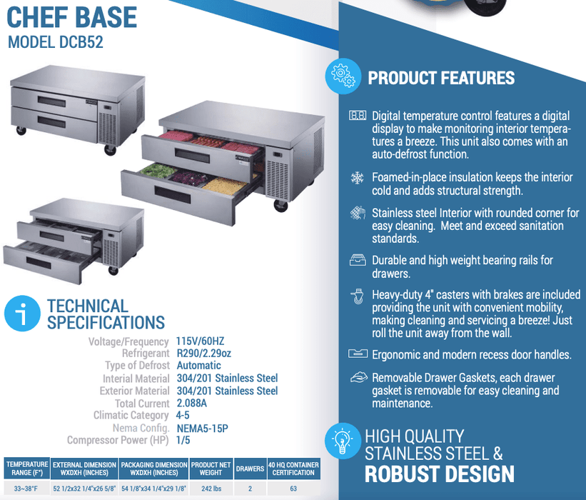 Dukers Chef Base Refrigerator - CulinaryProfis