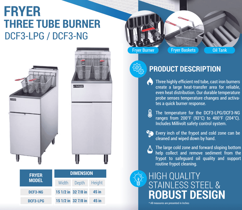 Dukers Commercial Deep Fryer - CulinaryProfis