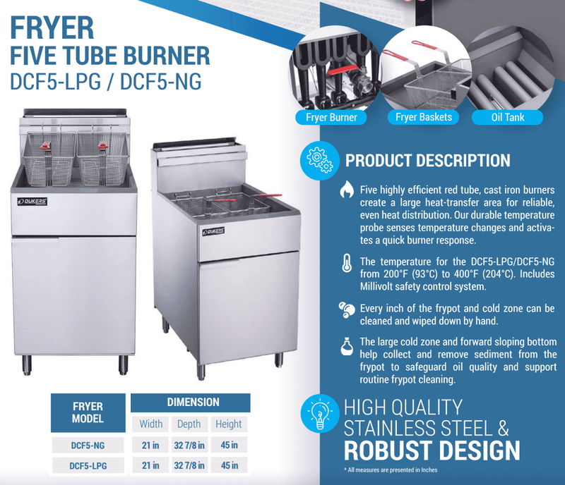 Dukers Commercial Deep Fryer - CulinaryProfis