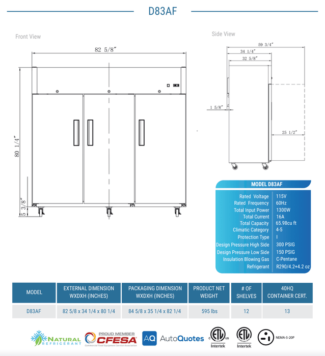 Dukers Commercial Reach In Freezer - CulinaryProfis