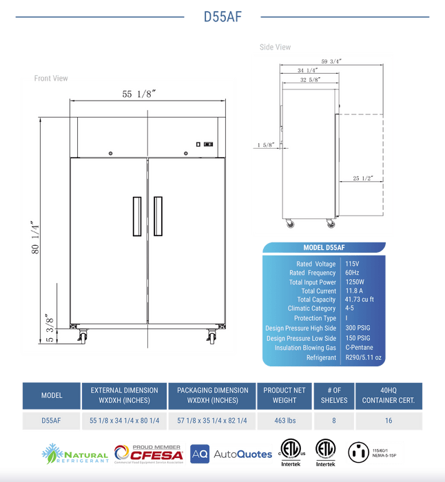Dukers Commercial Reach In Freezer - CulinaryProfis