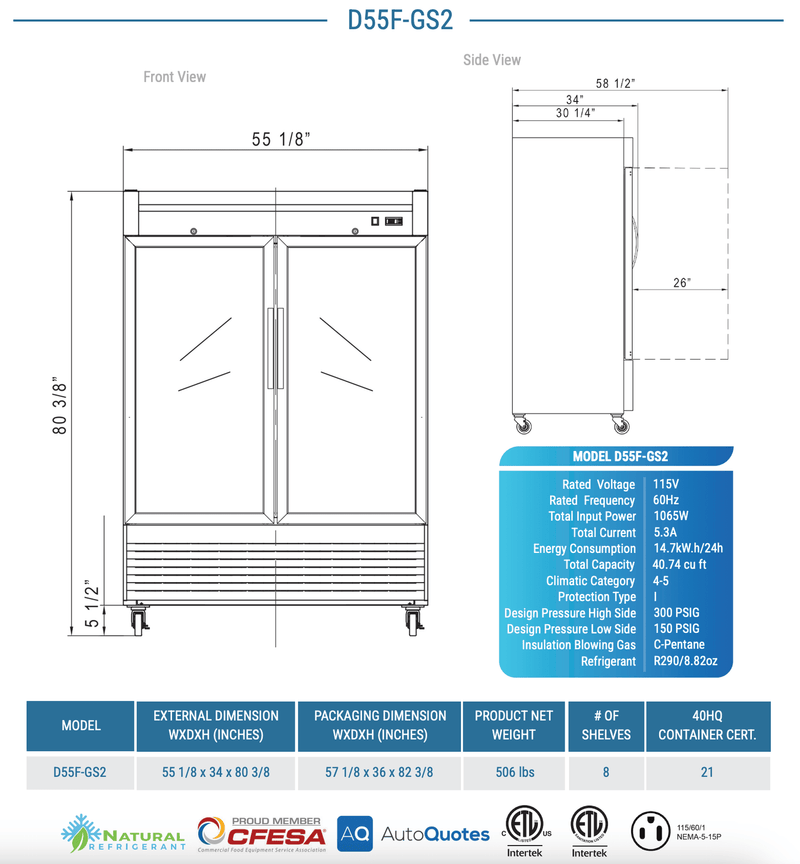 Dukers Commercial Reach In Freezer - CulinaryProfis