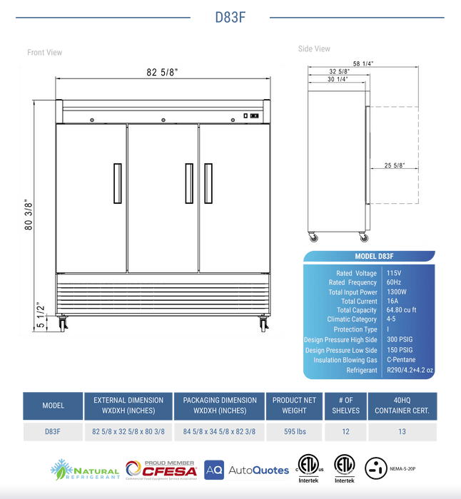 Dukers Commercial Reach In Freezer - CulinaryProfis
