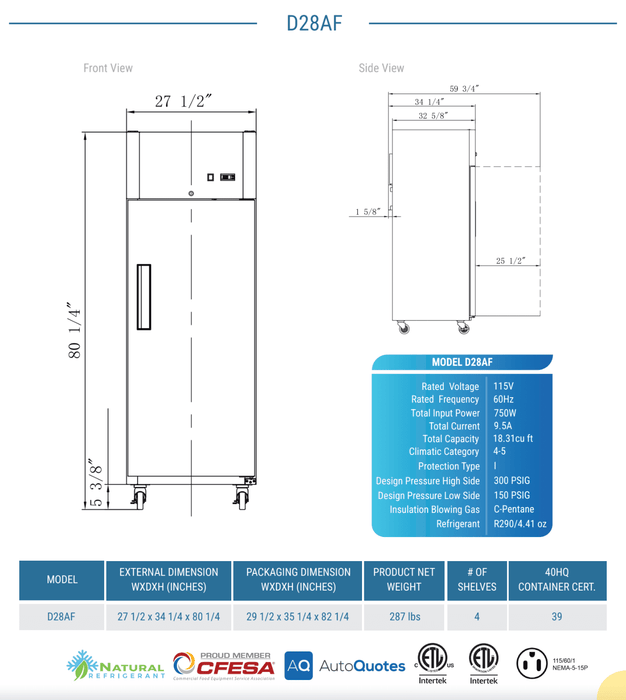 Dukers Commercial Reach In Freezer - CulinaryProfis