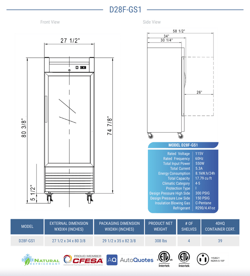 Dukers Commercial Reach In Freezer - CulinaryProfis