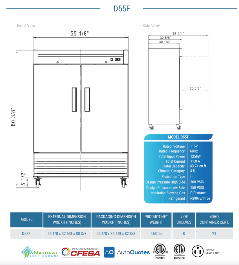 Dukers Commercial Reach In Freezer - CulinaryProfis