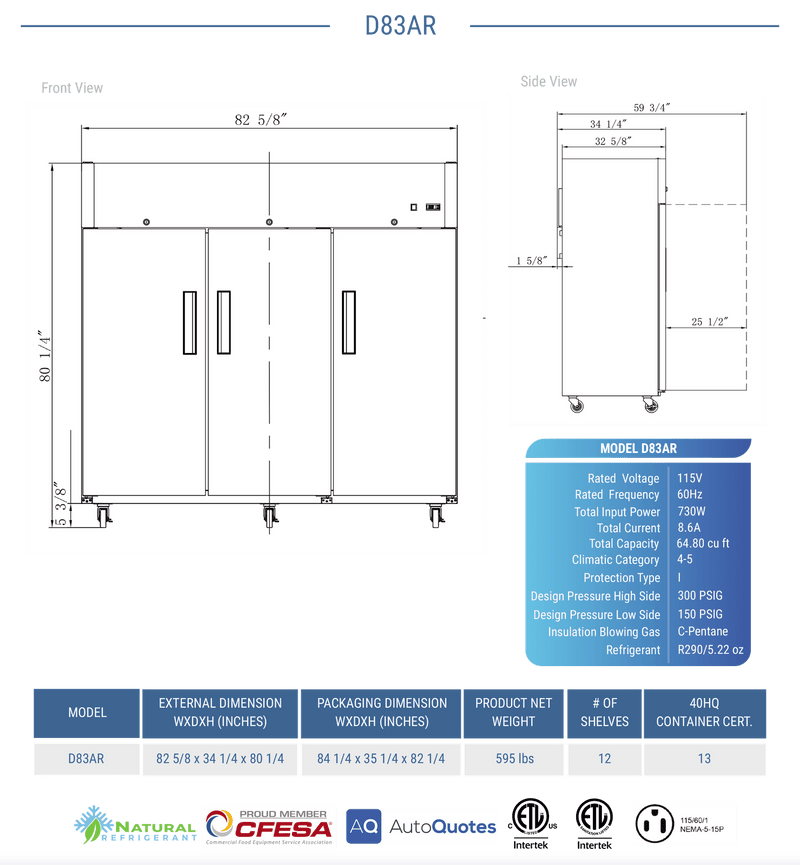 Dukers Commercial Reach In Refrigerator - CulinaryProfis