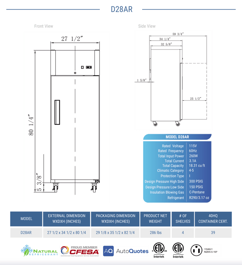 Dukers Commercial Reach In Refrigerator - CulinaryProfis