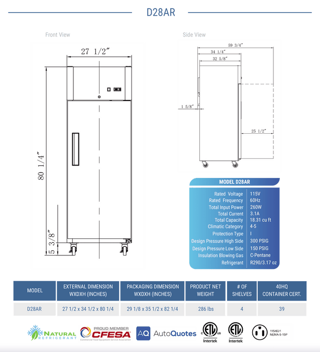 Dukers Commercial Reach In Refrigerator - CulinaryProfis