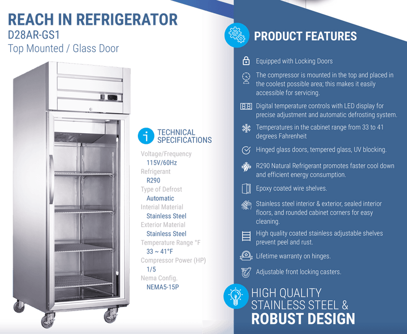 Dukers Commercial Reach In Refrigerator - CulinaryProfis