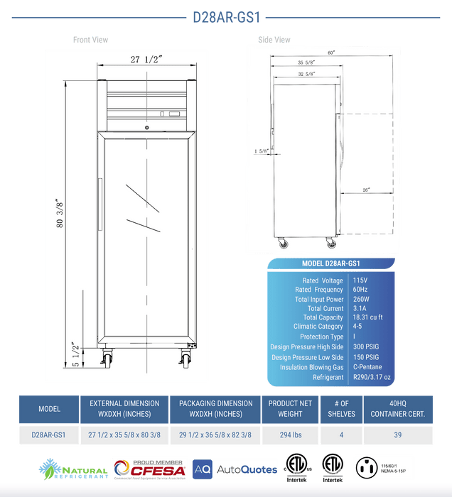 Dukers Commercial Reach In Refrigerator - CulinaryProfis