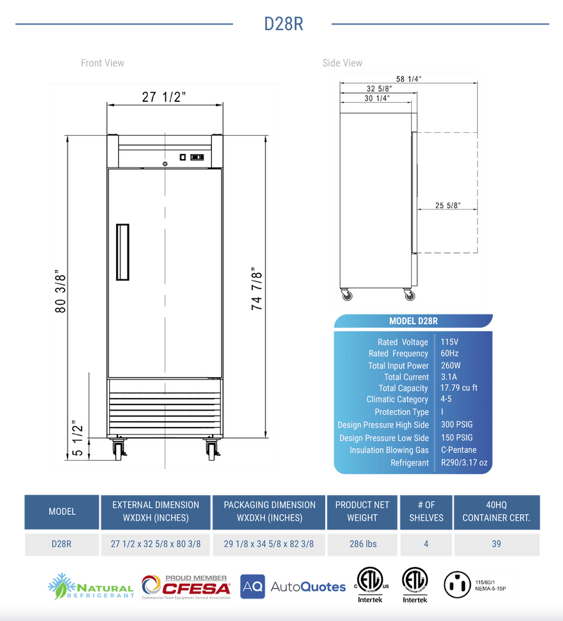 Dukers Commercial Reach In Refrigerator - CulinaryProfis