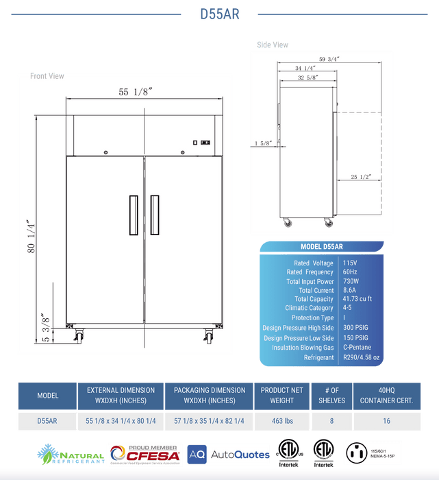 Dukers Commercial Reach In Refrigerator - CulinaryProfis