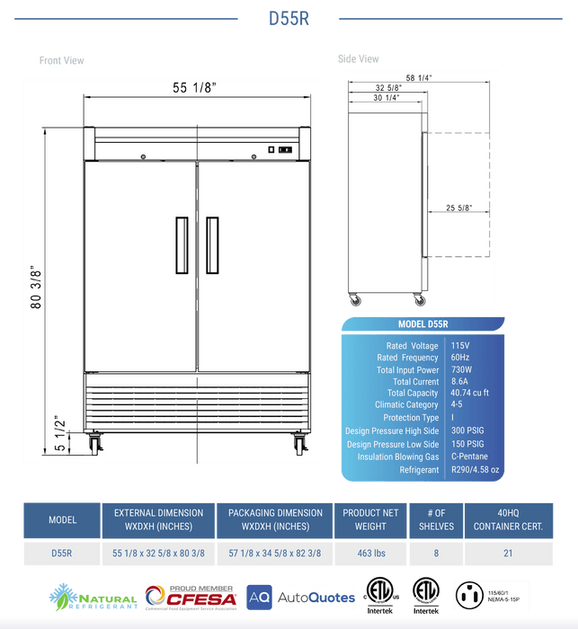 Dukers Commercial Reach In Refrigerator - CulinaryProfis