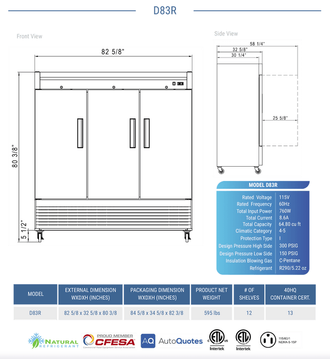 Dukers Commercial Reach In Refrigerator - CulinaryProfis
