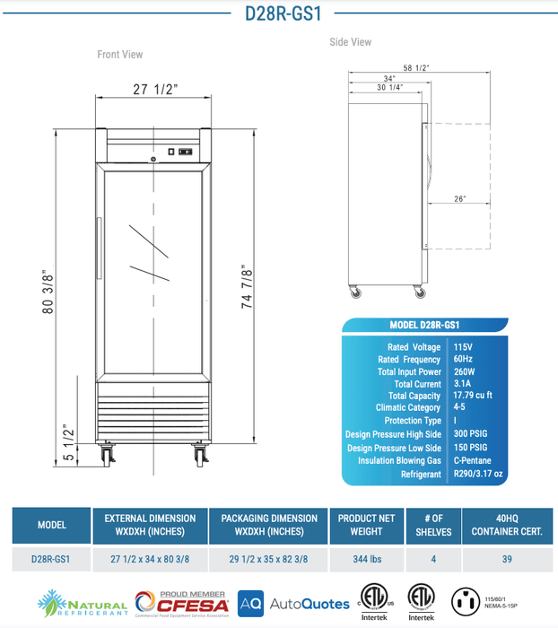 Dukers Commercial Reach In Refrigerator - CulinaryProfis