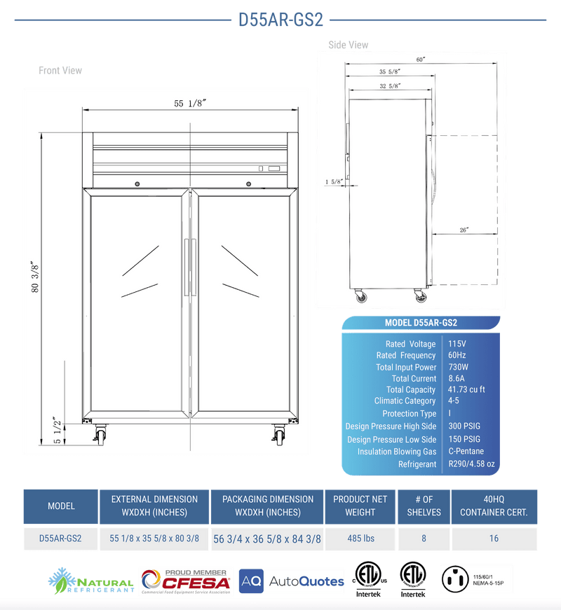 Dukers Commercial Reach In Refrigerator - CulinaryProfis