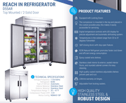 Dukers Commercial Reach In Refrigerator - CulinaryProfis