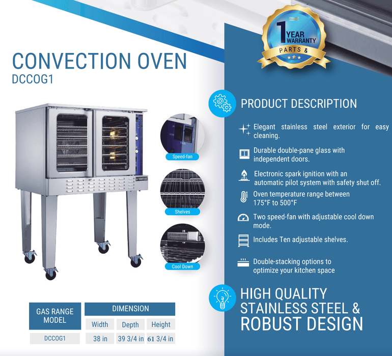Dukers DCCOG1 Convection Oven - CulinaryProfis