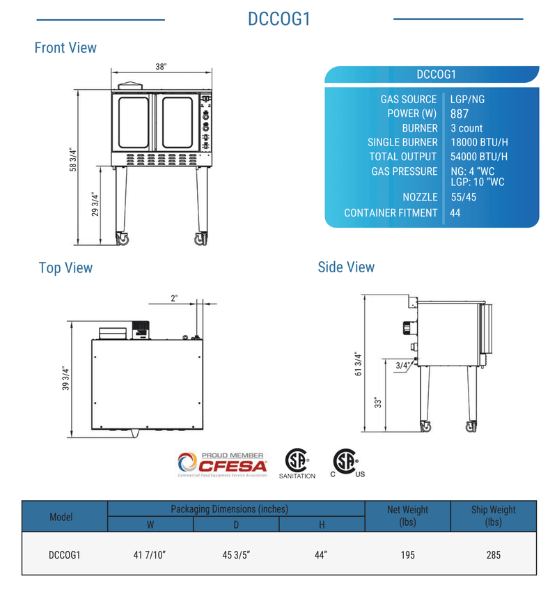 Dukers DCCOG1 Convection Oven - CulinaryProfis