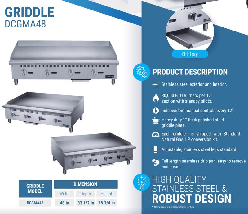 Dukers Gas Countertop Griddle - CulinaryProfis
