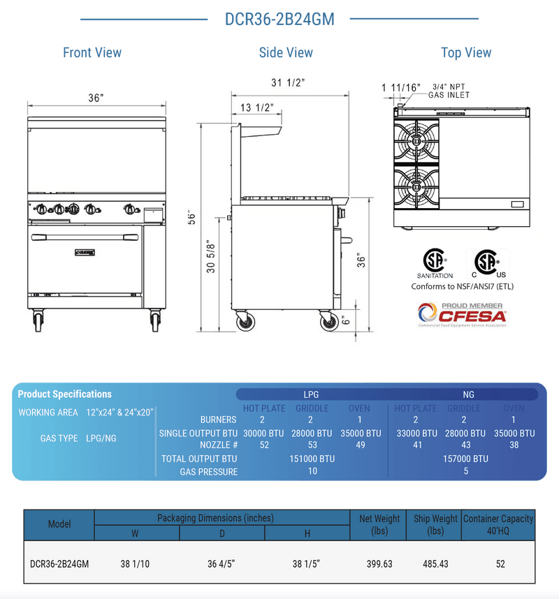 Dukers Gas Oven Range - CulinaryProfis