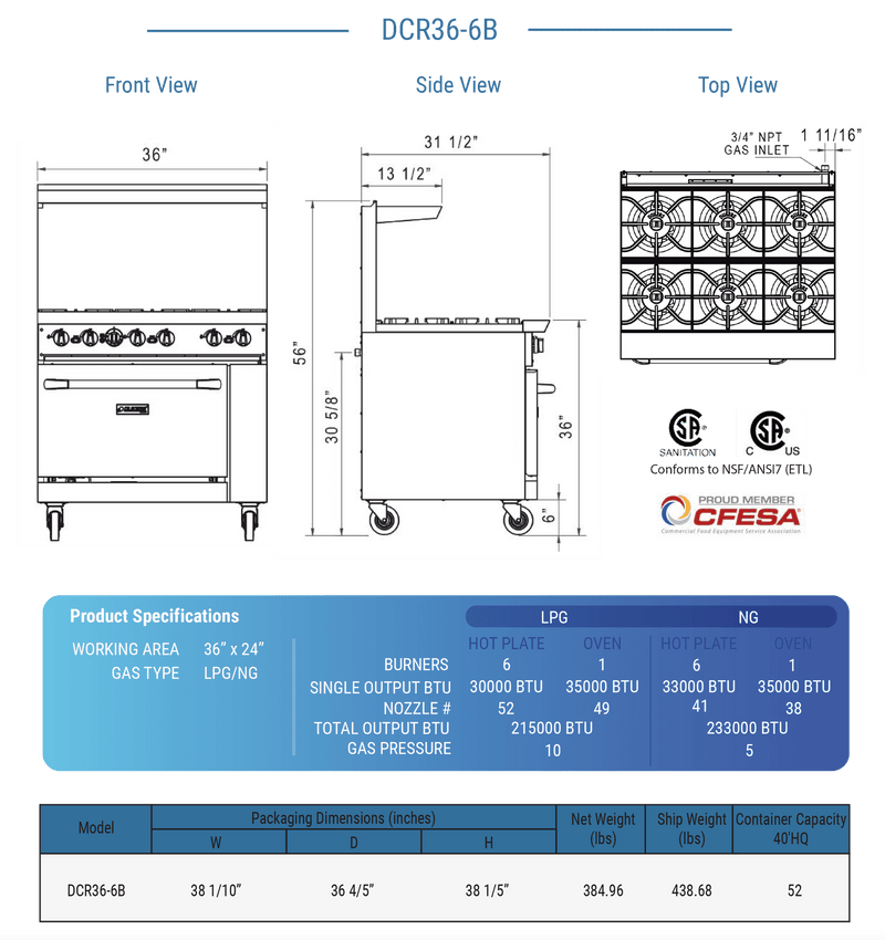 Dukers Gas Oven Range - CulinaryProfis