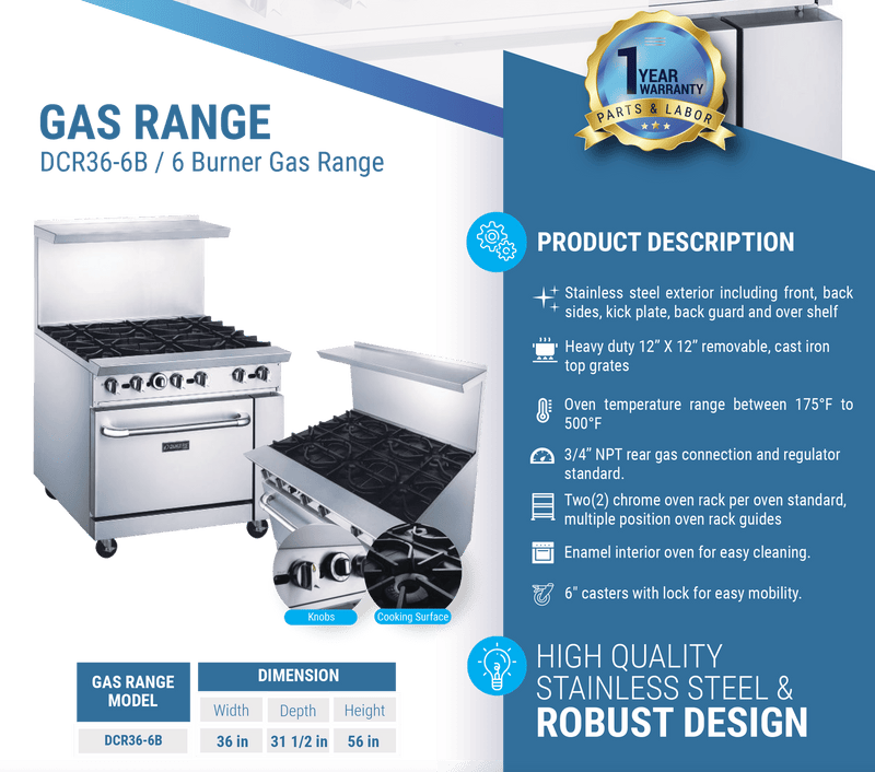 Dukers Gas Oven Range - CulinaryProfis